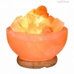 Natural Himalayan Salt Fire Bowl Lamp with Rough Salt Chunks & Switch, 6"